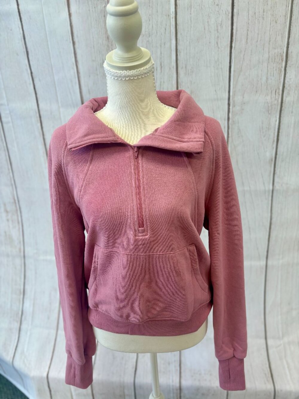 Mauve Half-Zip Fleece Pullover